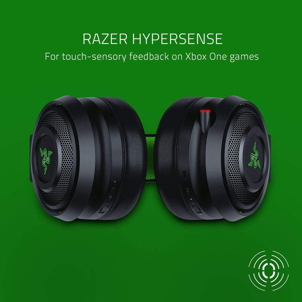 Razer Nari Ultimate Wireless 7.1 Surround Sound Gaming Headset: HyperSense Haptic Feedback - Auto-Adjust Headband - Retractable Mic – for Xbox Series X & S, Xbox One - Black/Green