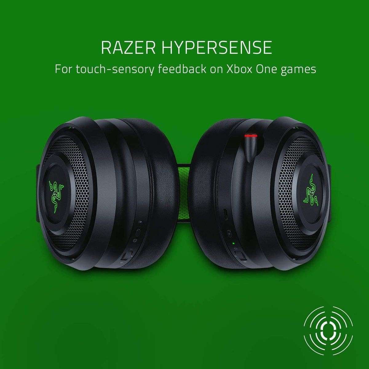 Razer Nari Ultimate Wireless 7.1 Surround Sound Gaming Headset: HyperSense Haptic Feedback - Auto-Adjust Headband - Retractable Mic – for Xbox Series X & S, Xbox One - Black/Green