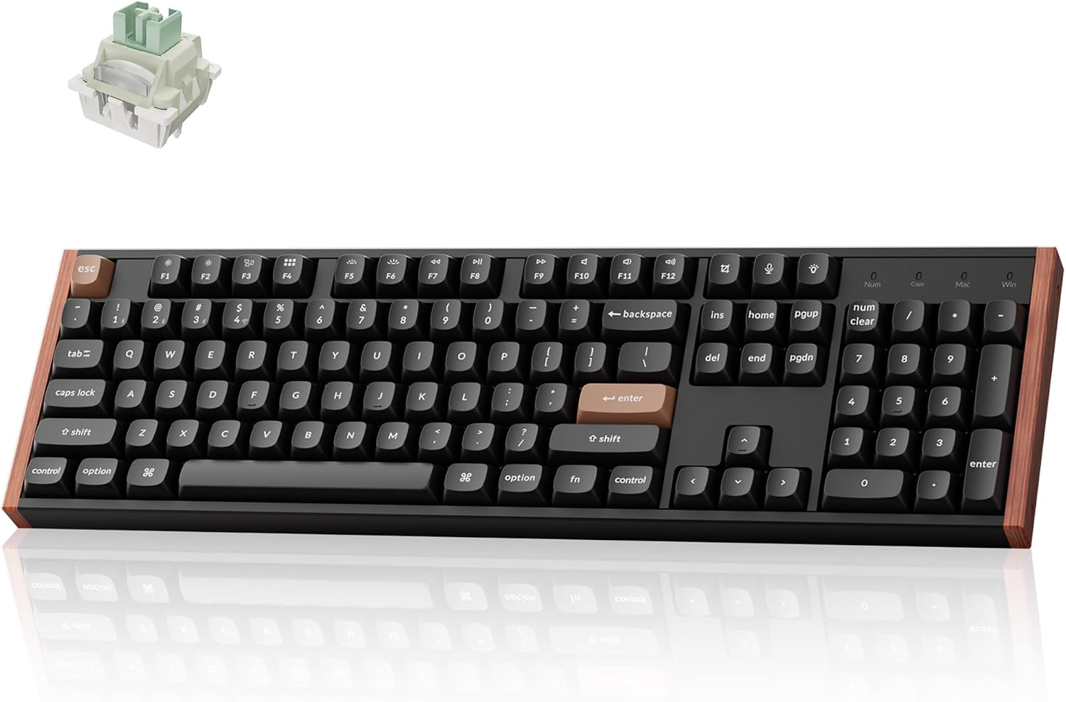 Keychron K10 HE Hall Effect Keyboard, Ultra-Fast Lime Magnetic Switch, Full-Size Tri-Mode Wireless Keyboard with Rapid Trigger, Adjustable Actuation, RGB, Aluminum + Wooden Frame