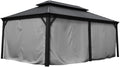 Kozyard 12' x 20'Outdoor Gazebo Privacy Curtain Sidewall, Waterproof Patio Privacy Curtain with Center-Zip Design, Replacement for Hardtop Gazebo Gray