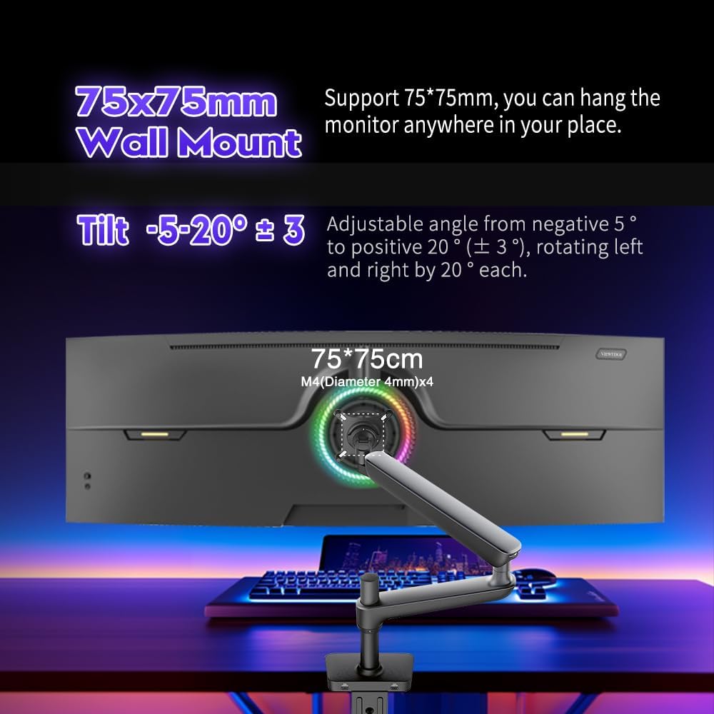 Viewedge 49' Curved Monitor Ultrawide Gaming 120Hz 1ms 32:9 DQHD 5120 x 1440P Computer Monitor, R1500, 110% sRGB, DisplayPort, HDMI,Support Crosshair and Wall Mount
