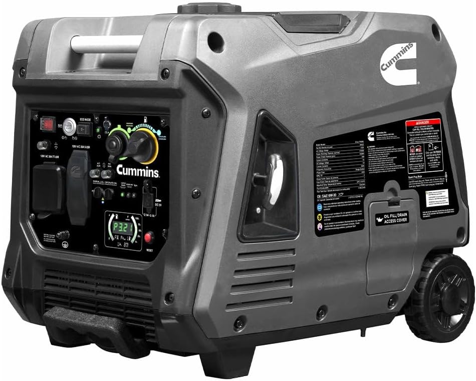 Cummins Onan P4500iDF Dual Fuel Inverter Generator – 4500W Gas/4050W Propane, Remote Start, Ultra-Quiet 52 dBA, RV Ready, LED Display, 15-Hr Run Time