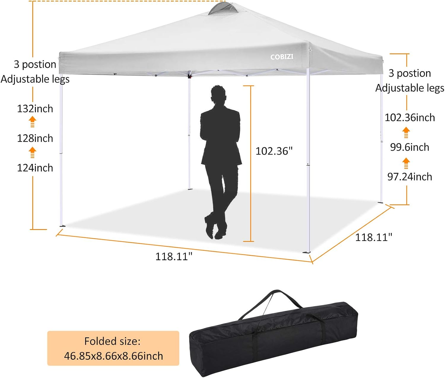 COBlZI 8x8 Ez Pop Up Canopy Tent with 4 Sidewalls Commercial Instant Gazebo Tents for Parties,Waterproof Adjustable Outdoor Patio 8x8 Backyard Canopy Party Tent with 4 Sand Bags,8 Stakes