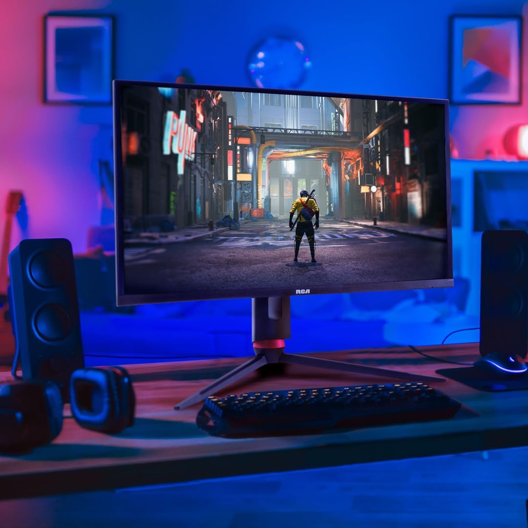 RCA 27' Evolution Select QHD Gaming Monitor | 165Hz, 2560 x 1440p, Adaptive Refresh Technology with 1ms Response, HDR10, Ultra Wide Game View - RGB Backlighting & Adjustable Stand | M27SG134F