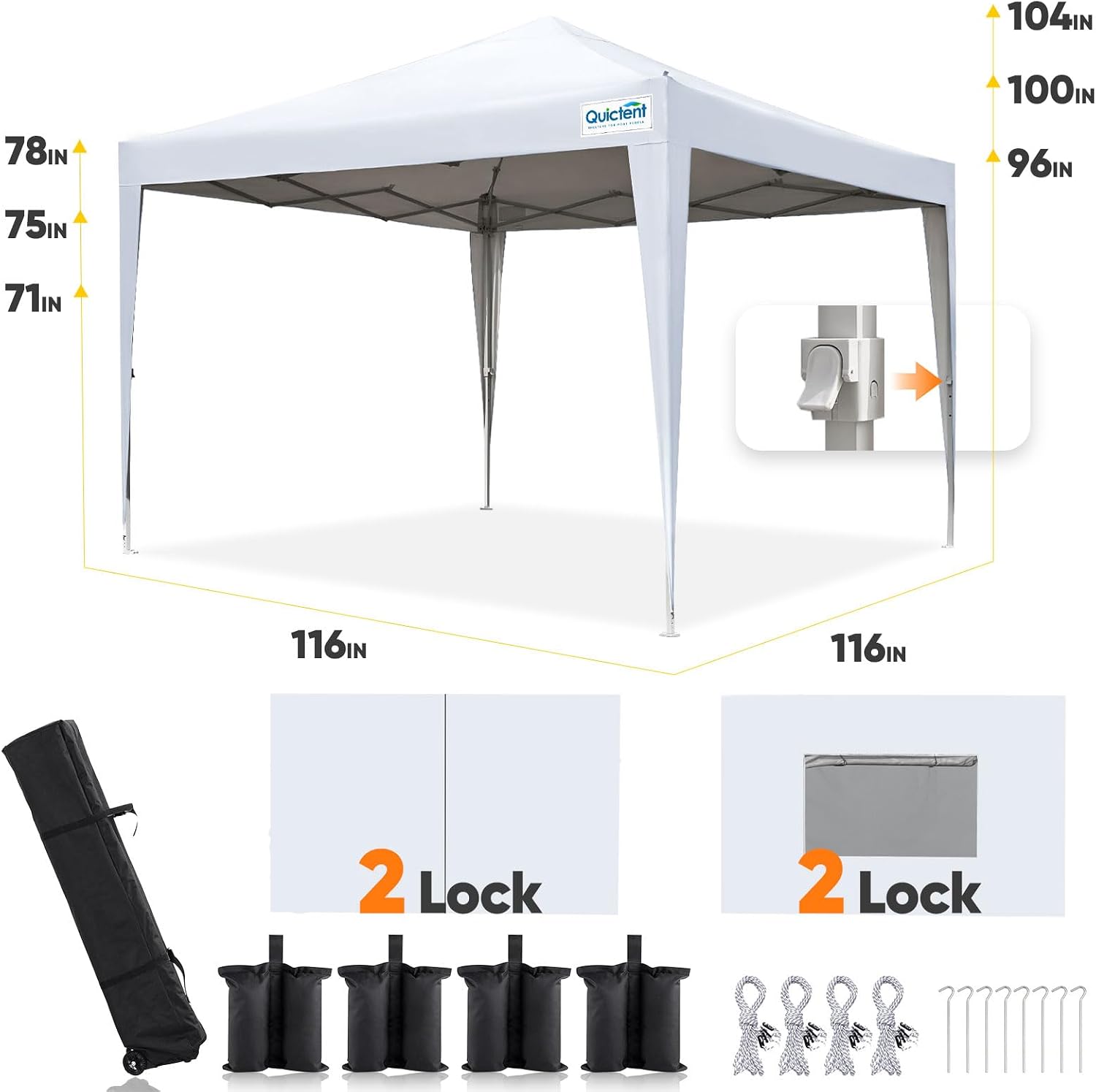 Quictent Privacy 8x8 Pop up Canopy Tent with Sidewalls and Roll-up Ventilated Windows, One Person Easy Setup, Outdoor Commercial Gazebo Shelter Enclosed Waterproof, Bonus 4 Sandbags