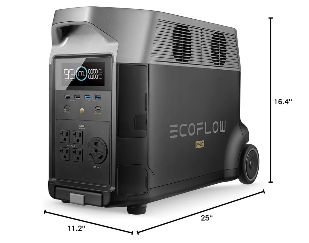 EF ECOFLOW Portable Power Station 3600Wh DELTA Pro, 120V AC Outlets x 5, 3600W, 2.7H Fast Charge, Lifepo4 Power Station, Solar Generator for Home Use, Power Outage, Camping, RV, Emergencies