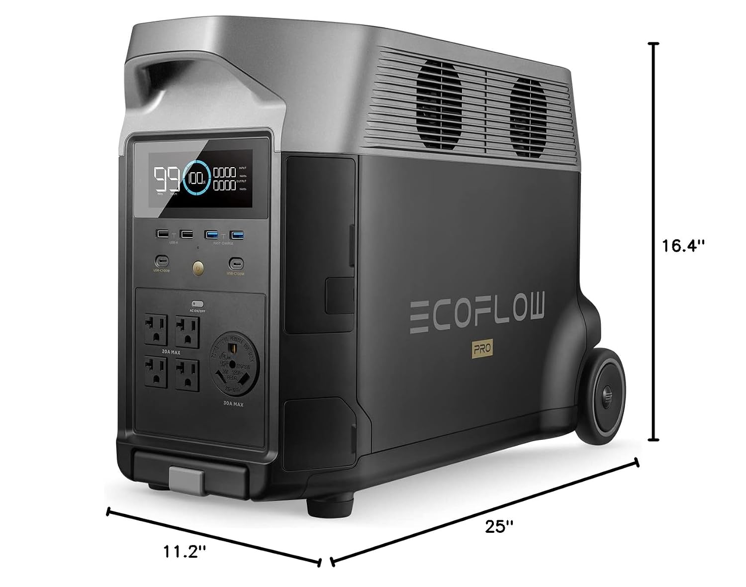 EF ECOFLOW Portable Power Station 3600Wh DELTA Pro, 120V AC Outlets x 5, 3600W, 2.7H Fast Charge, Lifepo4 Power Station, Solar Generator for Home Use, Power Outage, Camping, RV, Emergencies