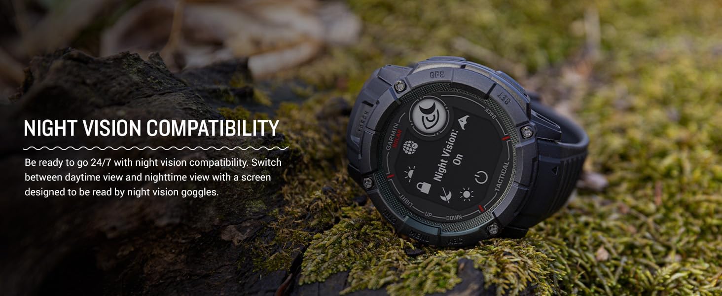 Garmin Instinct 2X Solar - Tactical Edition Black, Rugged Outdoor GPS Smartwatch for Men, Solar Charging Capability, Ballistics Calculator Built-in Flashlight Smart Watch Bundle with Accessories