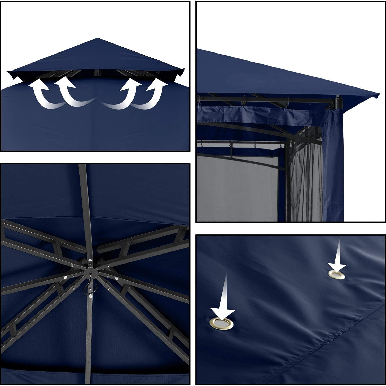 ABCCANOPY Gazebos for Patios 8x8 - Outdoor Steel Frame Gazebo with Mosquito Netting for Lawn Backyard Garden Deck (Navy Blue)