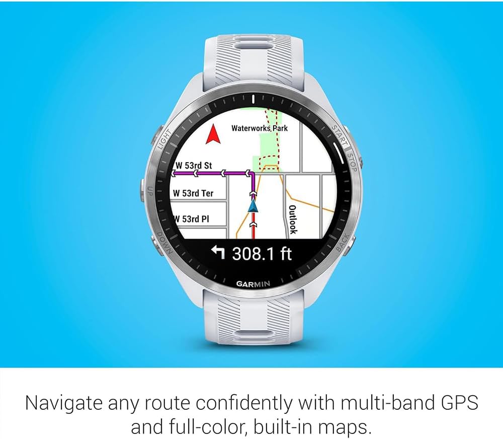 Garmin 010-02809-01 Forerunner 965 Running Smartwatch Whitestone and Powder Gray | Official USA Partner Model | Bundle with Deco Essentials Exclusive 26 Month CPS Enhanced Protection Pack