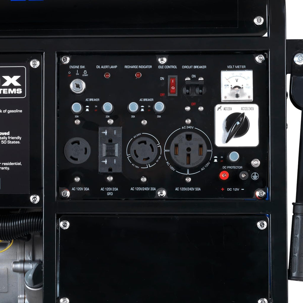 DuroMax XP10000E 10,000-Watt Gas Powered Portable Generator - Electric Start, Whole Home Backup Power, Transfer Switch Ready, RV & Emergency Ready