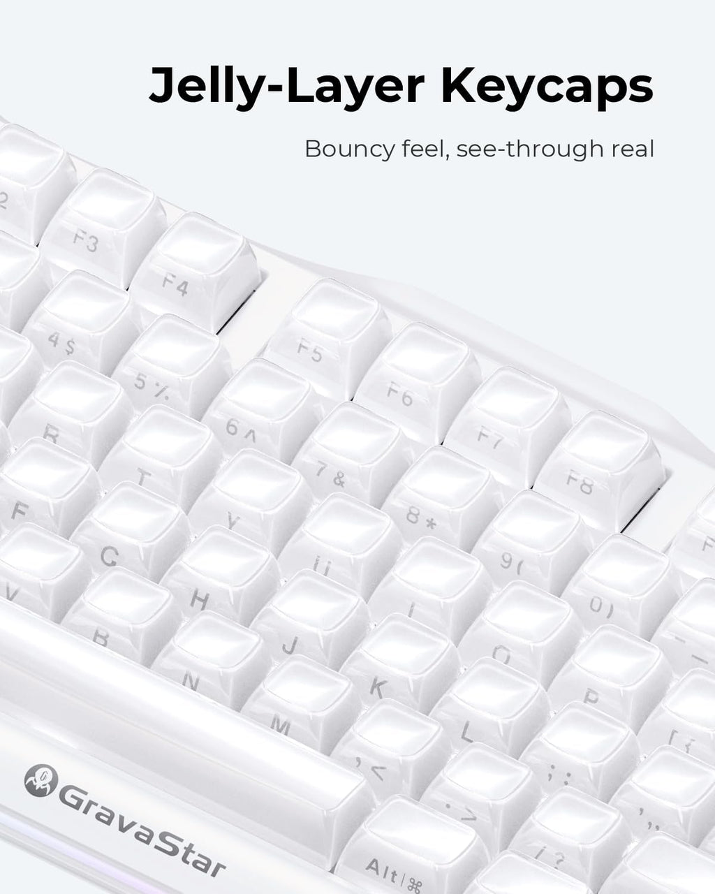 GravaStar Mercury K1 75% White Wireless Keyboard, Aluminum Alloy Exoskeleton Design Mechanical Gaming Keyboard, Gasket Hot-Swap Socket, Linear Switches, RGB Backlit