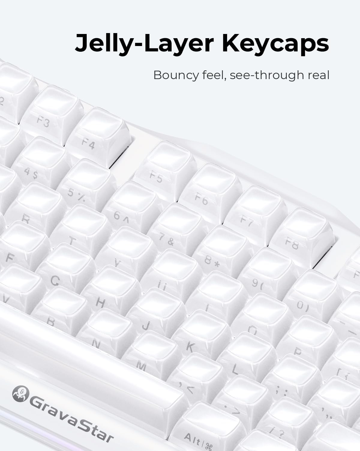 GravaStar Mercury K1 75% White Wireless Keyboard, Aluminum Alloy Exoskeleton Design Mechanical Gaming Keyboard, Gasket Hot-Swap Socket, Linear Switches, RGB Backlit