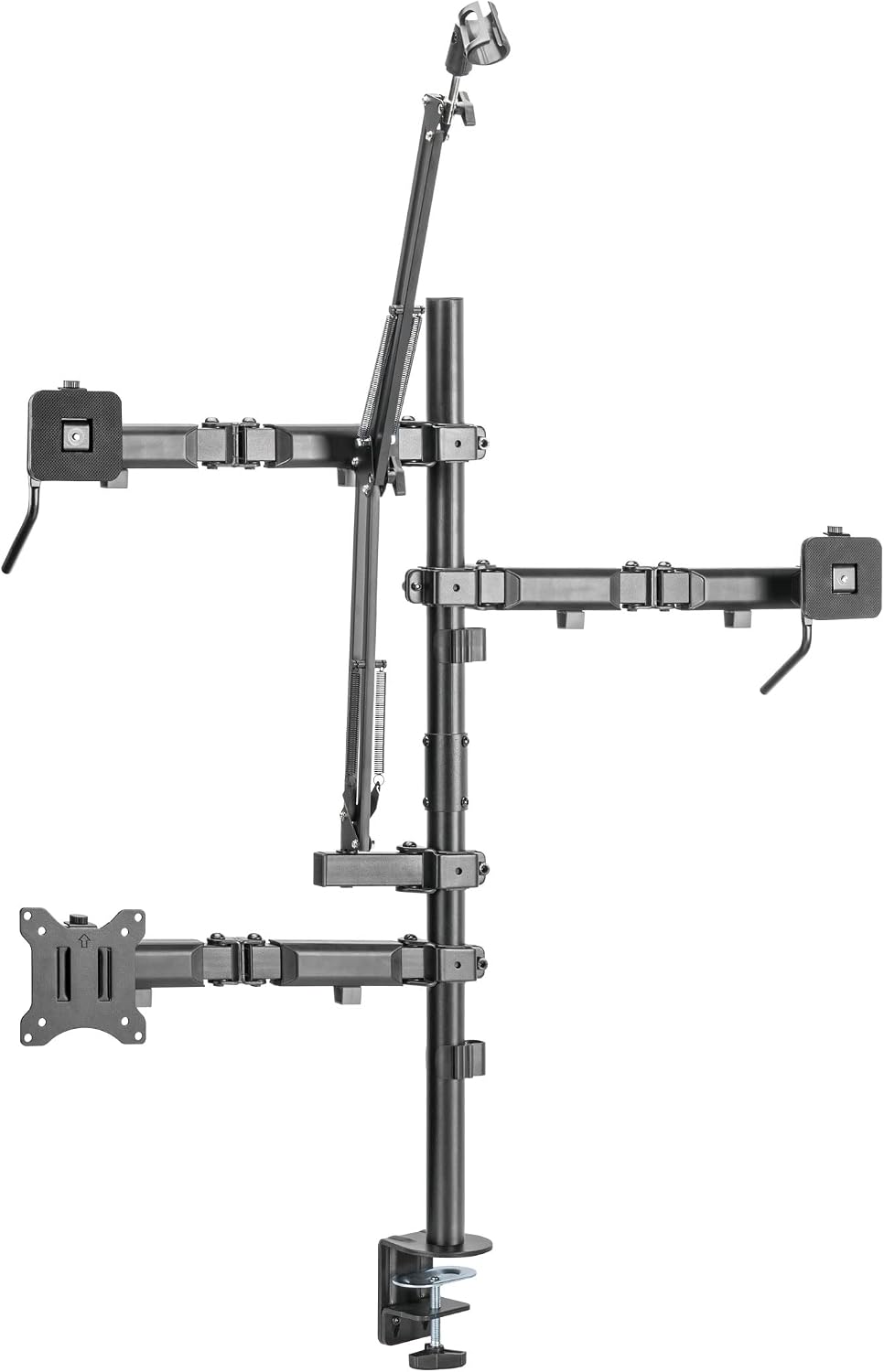 Mount-It! All-in-One Streaming Desk Mount – 4 Arm Setup for Monitor, Camera, Ring Light & Mic – Live Stream Equipment for YouTube, Podcast, Gaming, Zoom – VESA Compatible, Clamp/Grommet Base