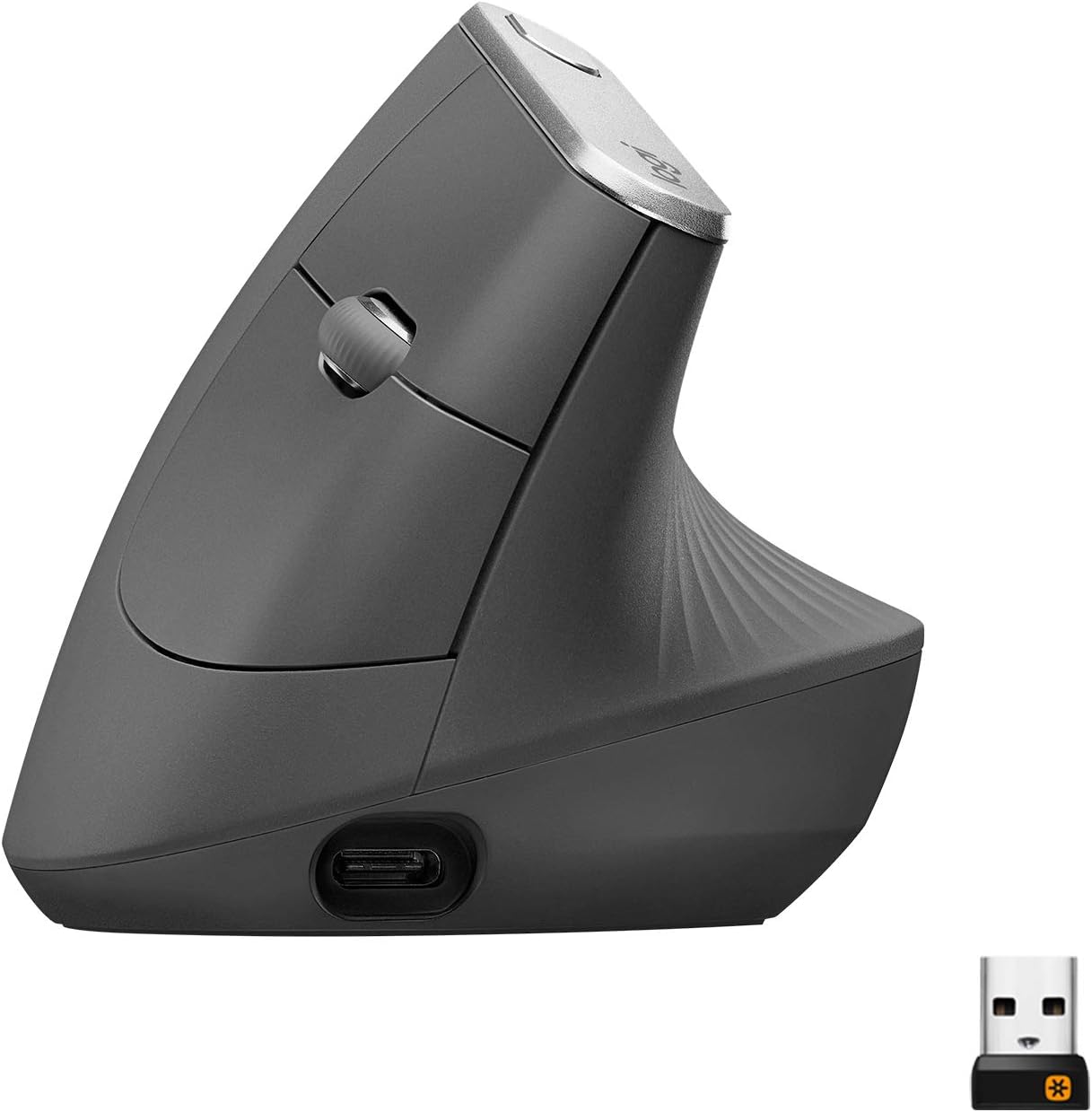 Logitech MX Vertical Wireless Mouse – Ergonomic Design Reduces Muscle Strain, Move Content Between 3 Windows and Apple Computers, Rechargeable, Graphite, Pack of 4