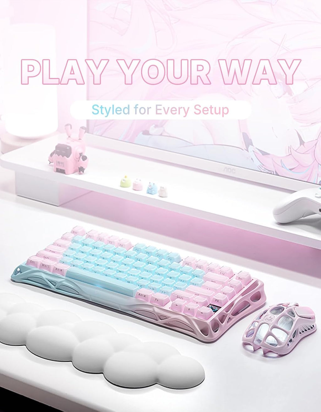 GravaStar Mercury K1 Lite 75% Gaming Keyboard, 2.4GHz/BT/Wired Tri-Mode Wireless Keyboard, Gasket Hot Swappable Mechanical Keyboard, Pre-lubed Linear Switches, Jelly Keycaps, RGB Backlit (Aurora Mist)