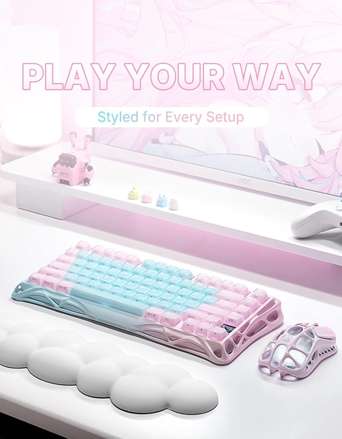 GravaStar Mercury K1 Lite 75% Gaming Keyboard, 2.4GHz/BT/Wired Tri-Mode Wireless Keyboard, Gasket Hot Swappable Mechanical Keyboard, Pre-lubed Linear Switches, Jelly Keycaps, RGB Backlit (Aurora Mist)