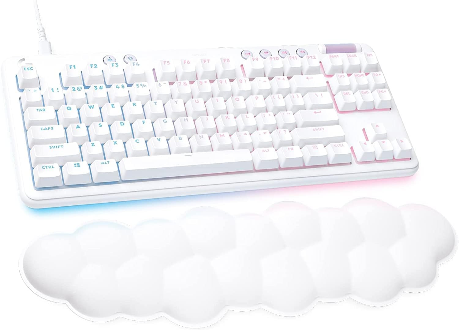 Logitech G713 LIGHTSYNC TKL Wired Mechanical Gaming Keyboard - Tactile Switches (GX Brown)- with Palm Rest - White Mist (Renewed)