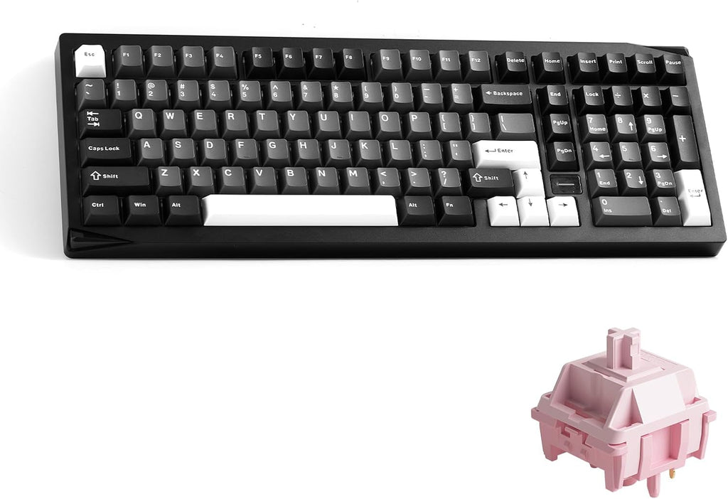 Akko Gem 02 QMK/VIA Aluminum Mechanical Keyboard Tri-Mode RGB Hot-swappable Wireless Gaming Keyboard, Black and Silver, Pre-lubed Stellar Rose Switch