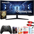 Samsung 34' Odyssey G55T WQHD Curved Gaming Monitor Bundle with Microsoft Wireless Controller, Elite Suite 18, 2X HDMI Cable and Deco Gear CPS Exclusive 26 Month Protection Pack (Beach-CPS- 26M500)