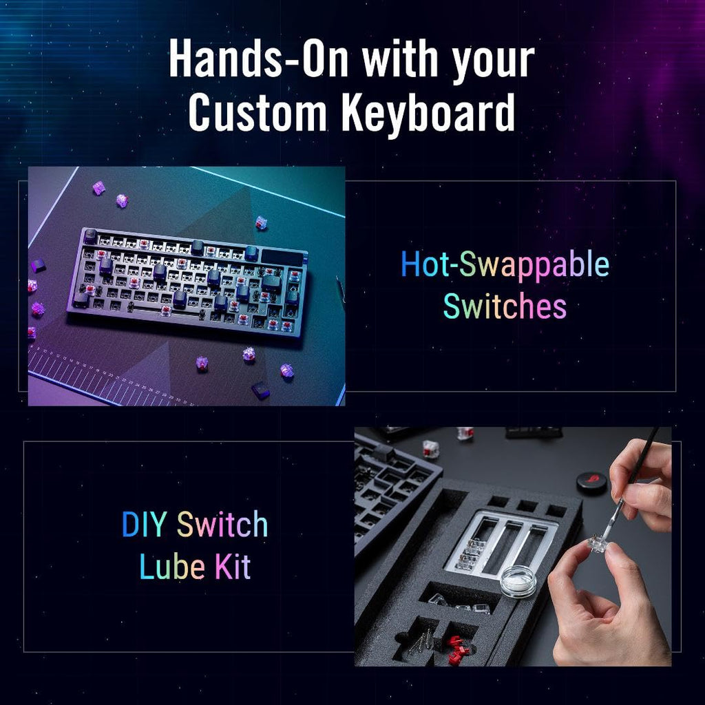 ASUS ROG Azoth Wireless Mechanical Gaming Keyboard – 75% TKL, Tri-Mode Connectivity, Hot Swappable Pre-lubed ROG NX Snow Linear Switches, PBT Keycaps, RGB, OLED Display, PC/Mac Support - Black