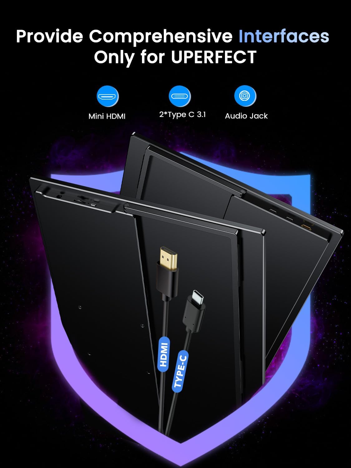 UPERFECT Portable Monitor 4K 120HZ QLED 17.3' | 0.1ms Gaming Monitor, 500 Nits | 3840 * 2160 UHD |100% DCI-P3 | USB-C & HDMI | VESA & Stand | Travel Screen for Laptop, Computer, Game Consoles