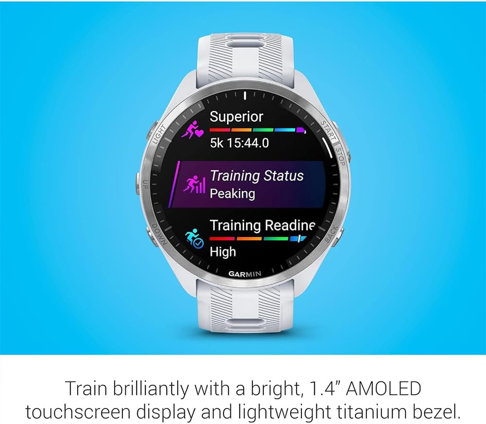 Garmin 010-02809-01 Forerunner 965 Running Smartwatch Whitestone and Powder Gray | Official USA Partner Model | Bundle with Deco Essentials Exclusive 26 Month CPS Enhanced Protection Pack