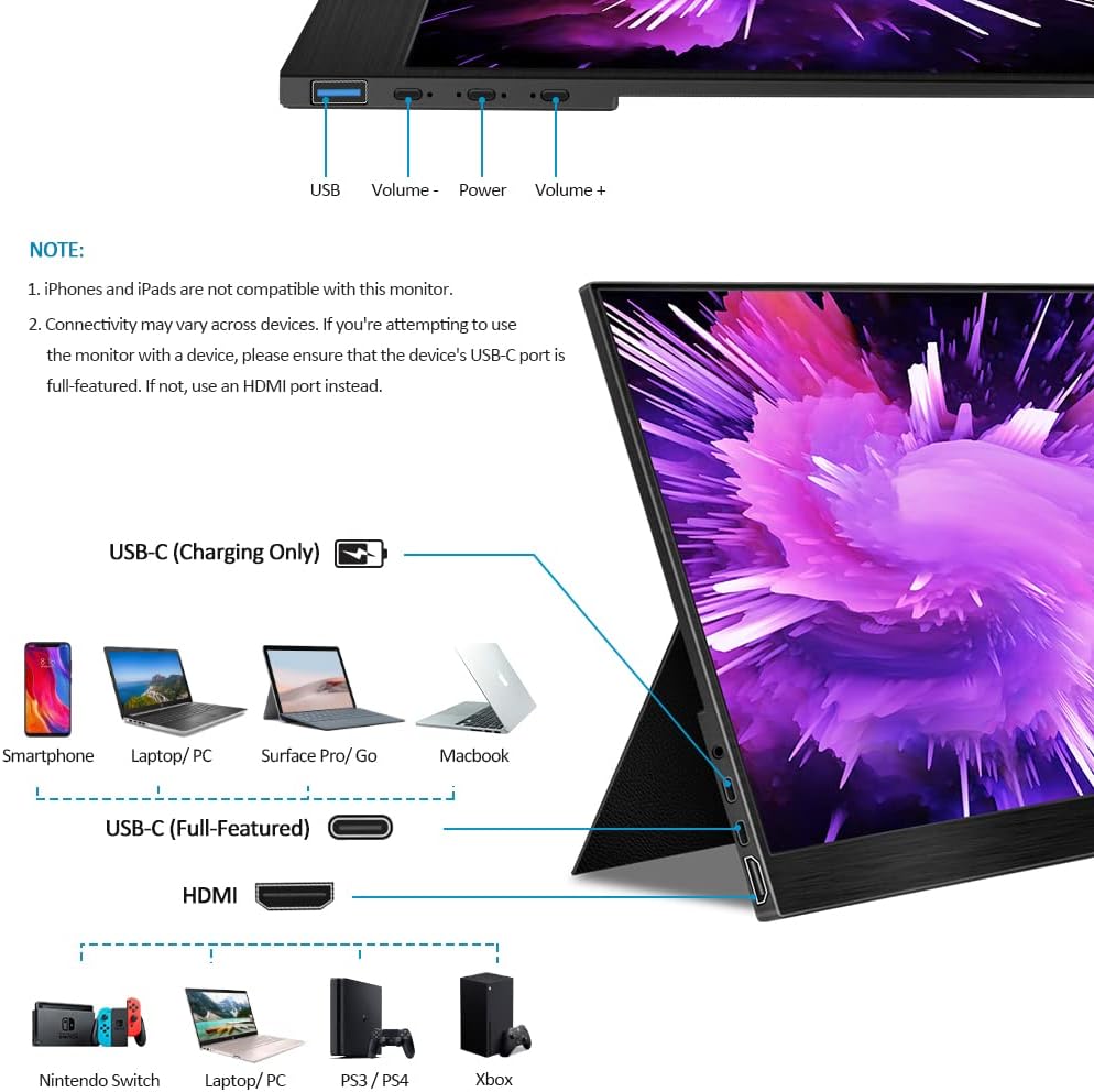 NexiGo 144Hz 17.3 Inch Portable Gaming Monitor, FreeSync, G-SYNC Compatible, FHD IPS Computer Display, Eye Care Screen with HDMI/Type C for Laptop PC/MAC/Surface/PS4/PS5/Xbox/Switch, with Smart Cover