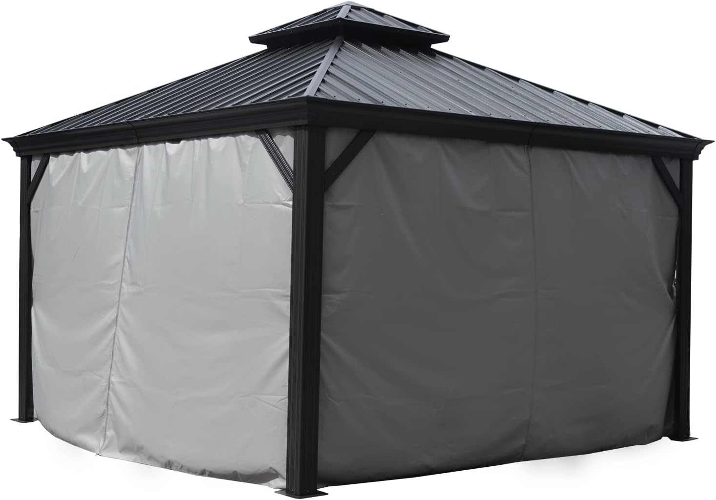 Kozyard 12' x 14'Outdoor Gazebo Privacy Curtain Sidewall, Waterproof Patio Privacy Curtain with Center-Zip Design, Replacement for Hardtop Gazebo Gray