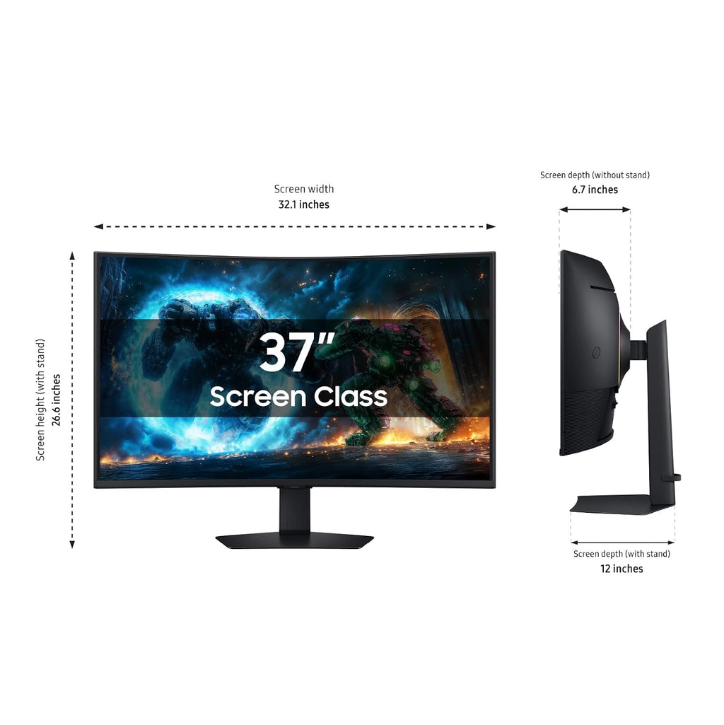 Samsung 37' Odyssey G7 (G75F) 4K UHD Resolution, 165Hz, Curved Gaming Monitor, 1ms Response Time (GtG), VESA DisplayHDR™ 600, AMD FreeSync™ Premium Pro, LS37FG75DENXZA, 2025