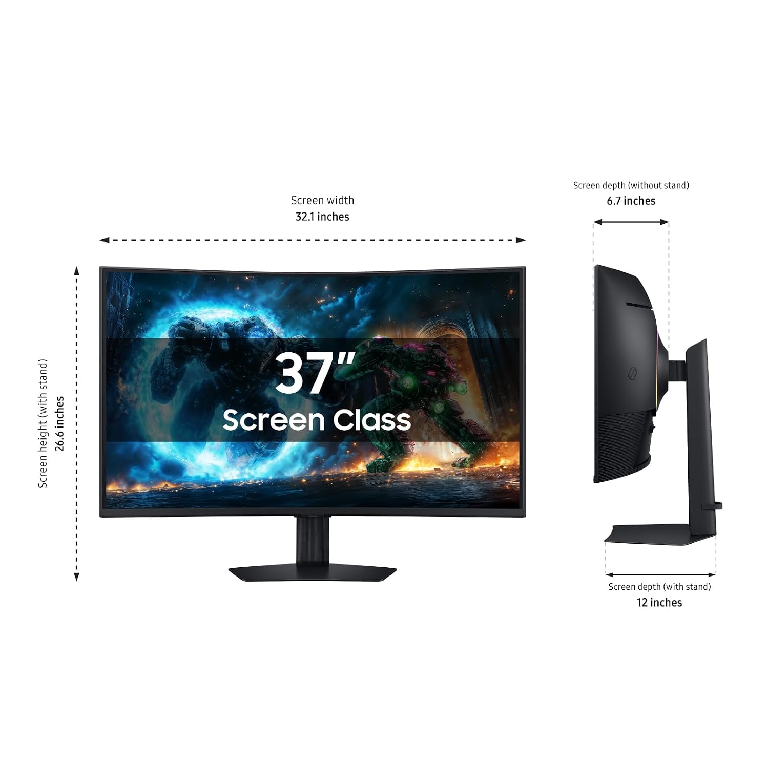 Samsung 37' Odyssey G7 (G75F) 4K UHD Resolution, 165Hz, Curved Gaming Monitor, 1ms Response Time (GtG), VESA DisplayHDR™ 600, AMD FreeSync™ Premium Pro, LS37FG75DENXZA, 2025