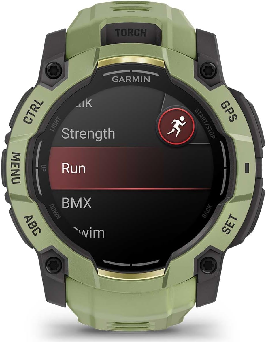 PlayBetter Garmin Instinct 3 Alpine Rush AMOLED (Fern Green, 50 mm) Outdoor GPS Smartwatch Gift Box Bundle - Built-in Flashlight, 24/7 Health & Wellness Screen Protectors, Wall Adapter & Case
