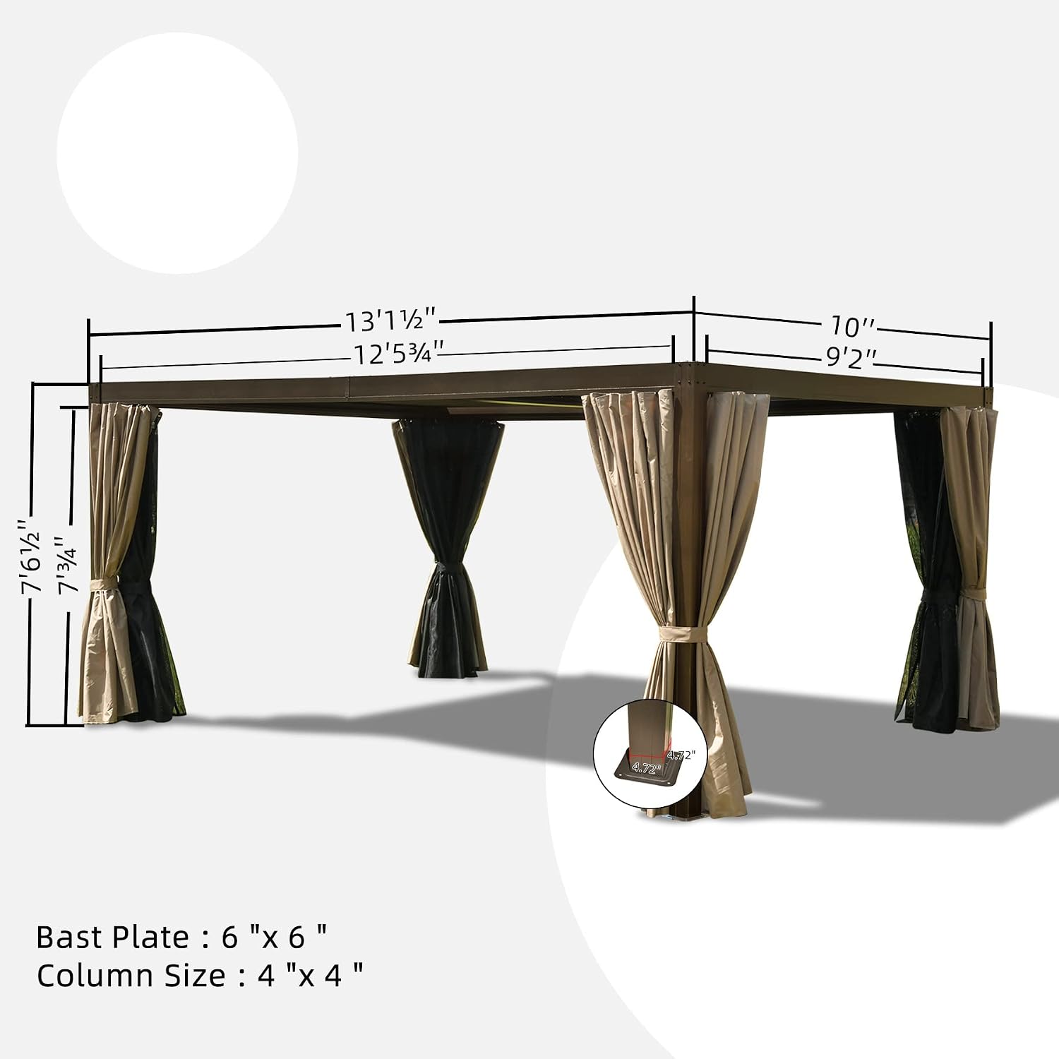 Domi Louvered Pergola 10' × 13', Outdoor Aluminium Pergola with Adjustable Roof, Curtains and Netting, Hardtop Gazebo for Patio, Deck, Garden, Yard, Beach