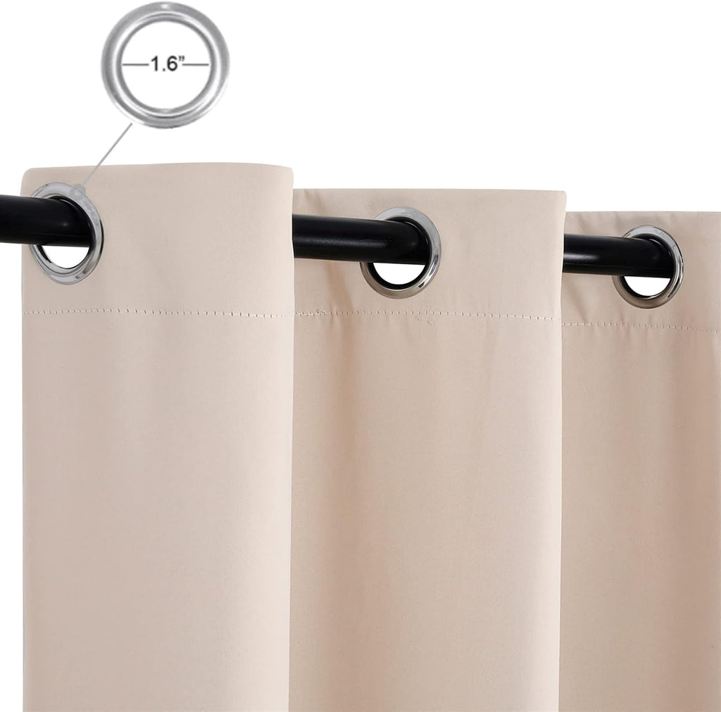 SK Studio Outdoor Curtains for Patio Waterproof Sunlight Block Rustproof Grommet Top and Bottom Windbreak Privacy Curtain for Gazebo, Front Porch, Pergola, 2 Panels, Beige 1, 52' W x 120' L