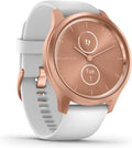 Garmin vivomove Style, Hybrid Smartwatch with Real Watch Hands and Hidden Color Touchscreen Displays, Rose Gold with White Silicone Band (Renewed)