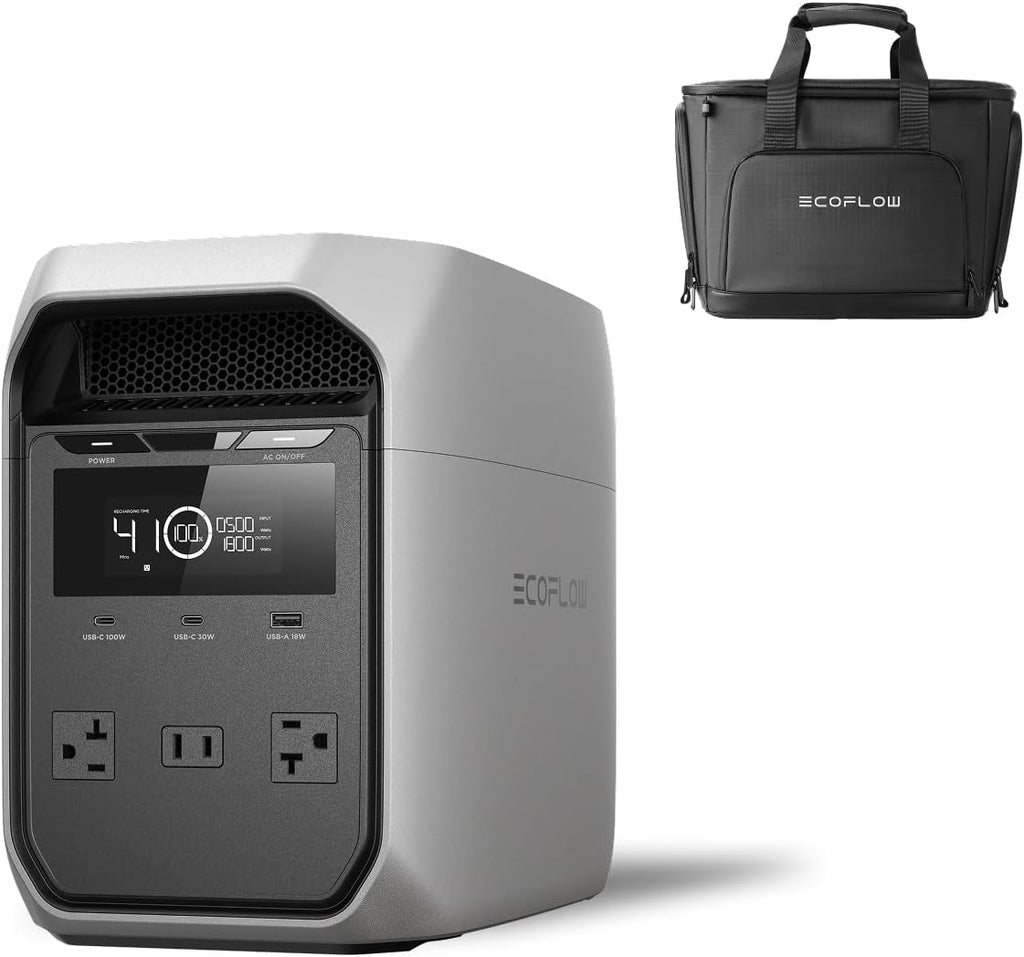 EF ECOFLOW Portable Power Station Delta 3 Classic with Waterproof Bag, 1024Wh LiFePO4 Battery, 1800W AC/100W USB-C Output, 1 Hr Fast Charge, Solar Generator for Home Backup, Outdoor & RVs