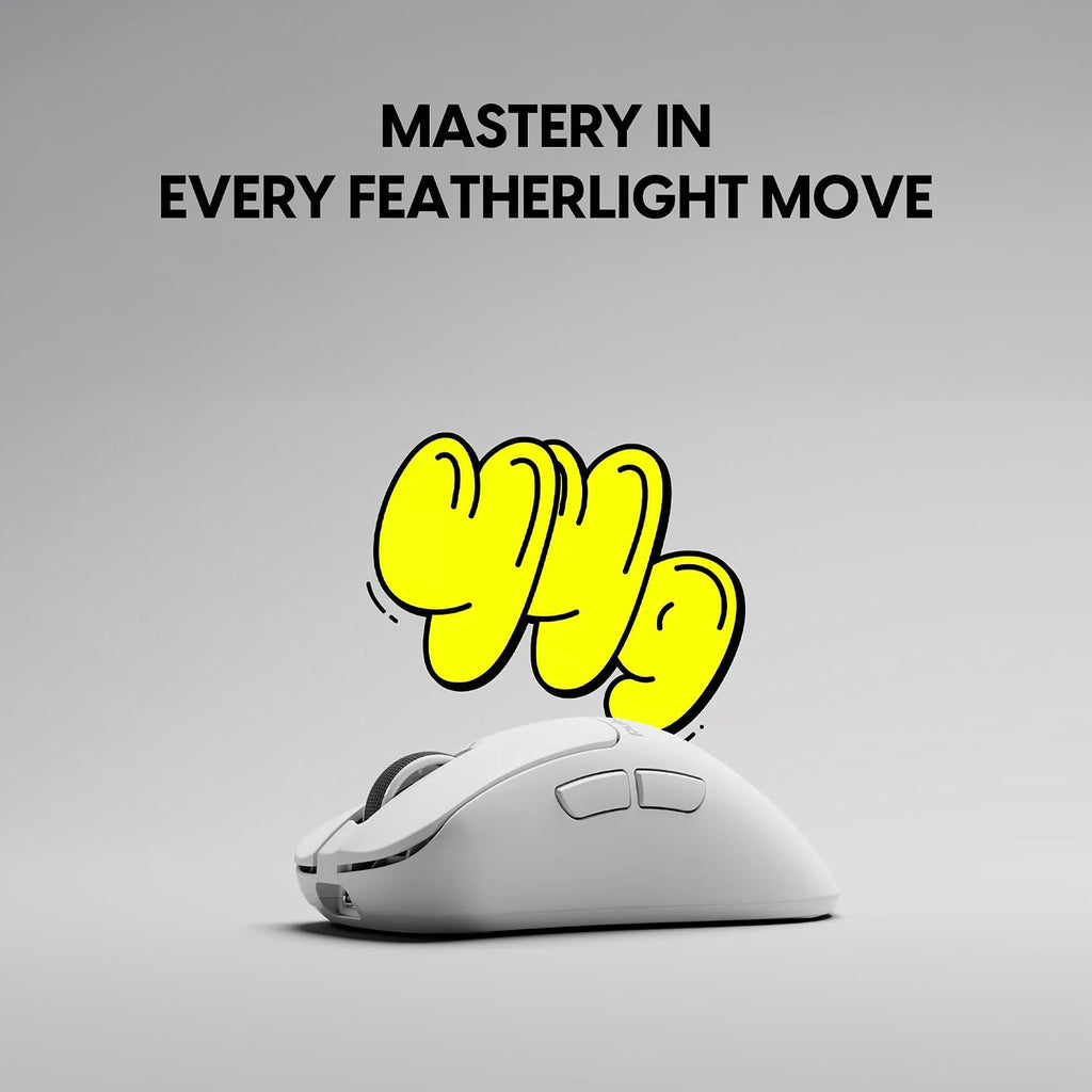 Pulsar Gaming Gears Xlite Crazylight Wireless Gaming Mouse, Ultra Lightweight 1.55 oz (44g), Optical Switch, 32000 DPI, 750 IPS, XS-1 Sensor, 8k Compatible (Medium, Uyuni White)