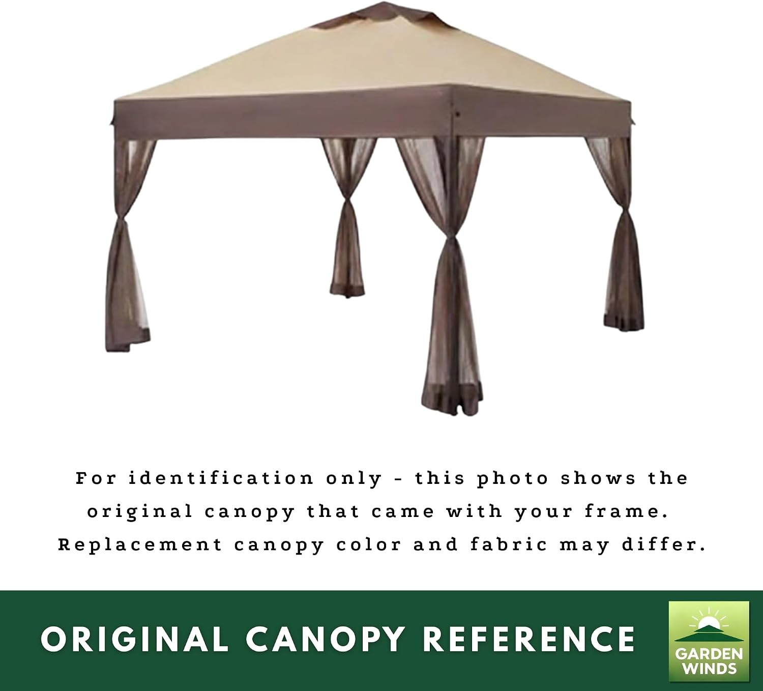 Garden Winds Reinforced RipLock 350 Replacement Canopy Top Cover Compatible with Hampton Bay Stockton 11' x 11' Pop Up Gazebo Models CL121PA, 1005 503 789 - Beige