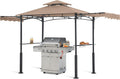 ABCCANOPY Grill Gazebo with 2 Side Awnings - 14x5 Outdoor BBQ Canopy Shelter with 2 Led Lights for Patio Backyard Grilling (Khaki)