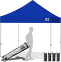 Eurmax USA 10x10ft Pop Up Canopy,Commercial Instant Tent for Outdoor Events,Patented No-Tip Rolling Storage Bag with 4 Sandbags,UV & Water Resistant,Heavy Duty Portable Shelter Gazebo,Blue