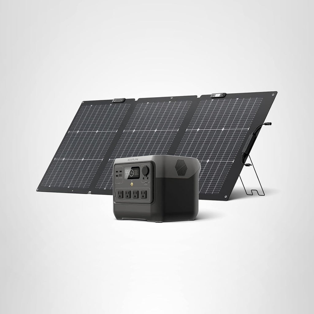 EF ECOFLOW Solar Generator RIVER 2 Pro 768Wh Portable Power Station & 160W Portable Solar Panel LiFePO4 Battery 70 Min Fully Charged, 4×AC, For Camping, RV, Home Backup