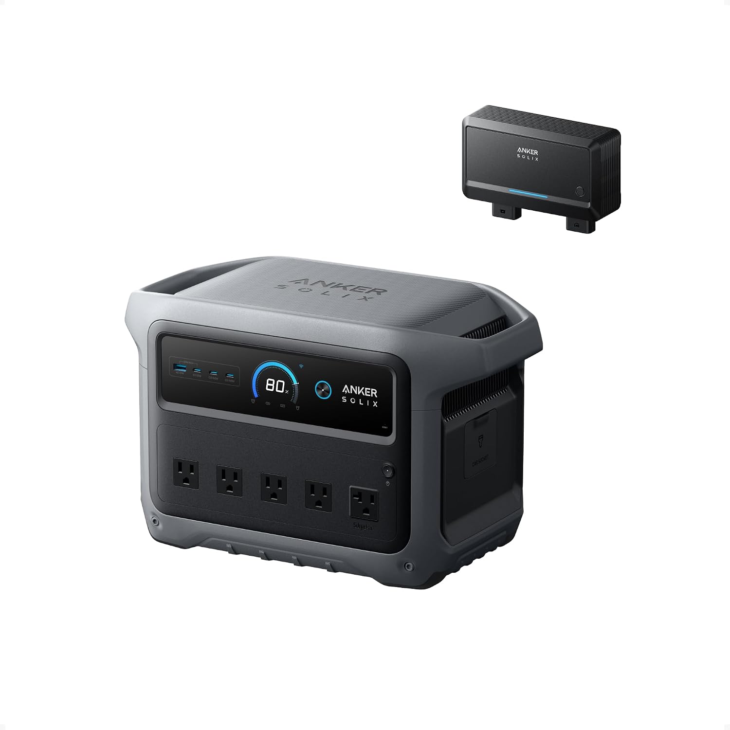 Anker SOLIX C1000 Gen 2 Portable Power Station with Alternator Charger, 2,000W (Peak 3,000W) Solar Generator, Full Charge in 49 Min, 1,024Wh LiFePO4 Battery for Home Backup, Power Outages, and Camping