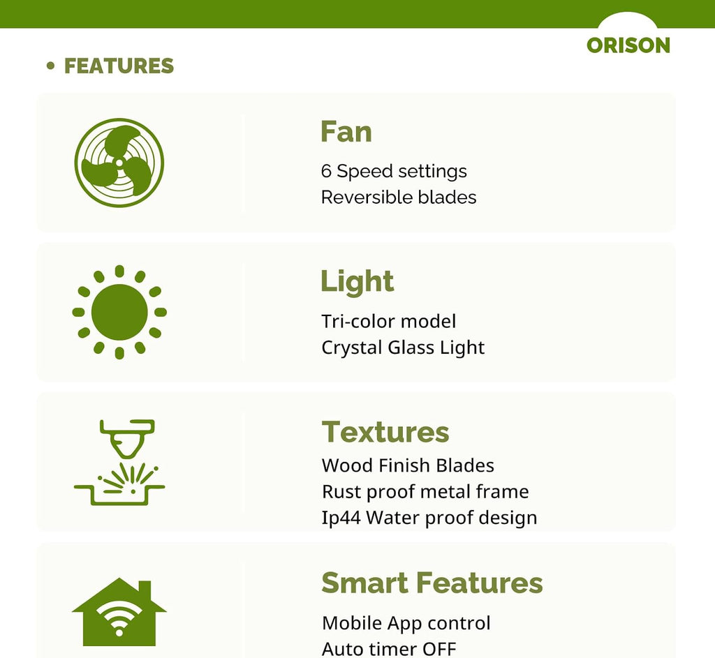 Orison Outdoor Ceiling Fans with Light, 28'' Wet Rated Outdoor Hanging Fan for Gazebo, Plug in Caged Lighting for Pergola Canopy, Hanging with Hook, 3 Color LED Light, Waterproof (28IN)