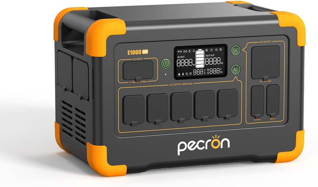PECRON Portable Power Station E1000LFP, 1024Wh/1800W LiFePO4 Battery Backup, Solar Generator Expandable to 4096Wh, Fast Charging Power Station for Emergencies, Camping, RV, Home Use