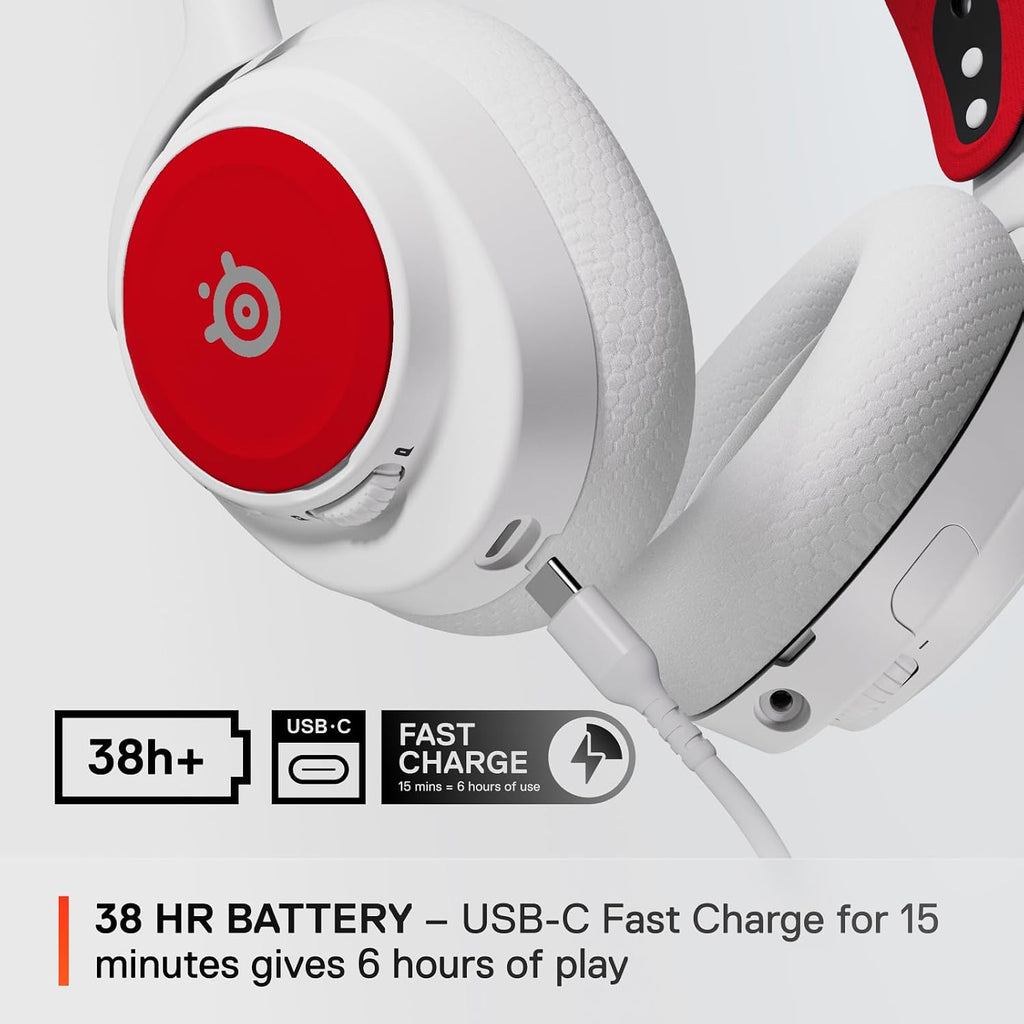 SteelSeries Arctis Nova 7P White Wireless Gaming Headset + Multi-Booster Pack Add-Ons — Mobile App Control — 38 HR Battery — Neodymium Magnetic Drivers — 2.4GHz/Bluetooth — PS5, PC, Switch, Mobile
