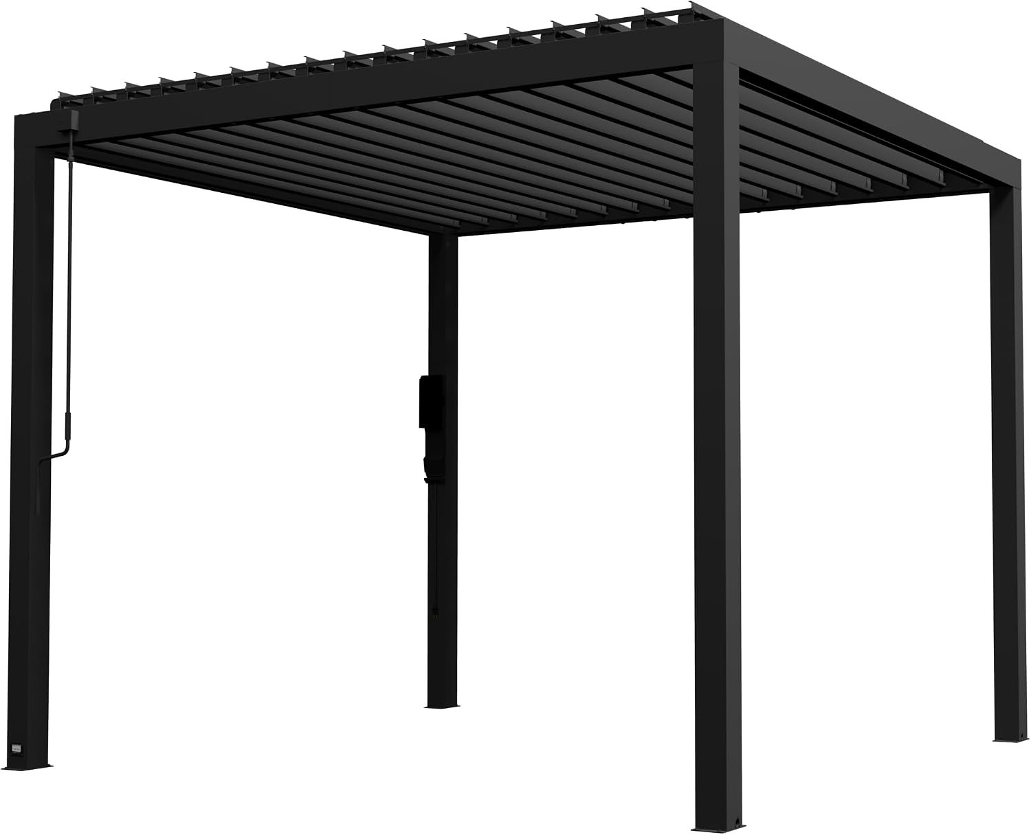 Backyard Discovery Sarasota 10' x 10' Galvanized Steel Louvered Pergola Kit with Adjustable Roof, Shade, Rain Protection, High-Wind Rating, Gutter System for Outdoor Patio, Garden, Deck, Entertaining