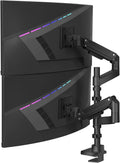 WALI Dual Monitor Mount for Ultrawide Heavy Duty Curved Monitor Stacking, Dual Monitor Arms Fits 13-49 Inch for Ultrawide Screens up to 44lbs, 49 inch Monitor Arm, Black