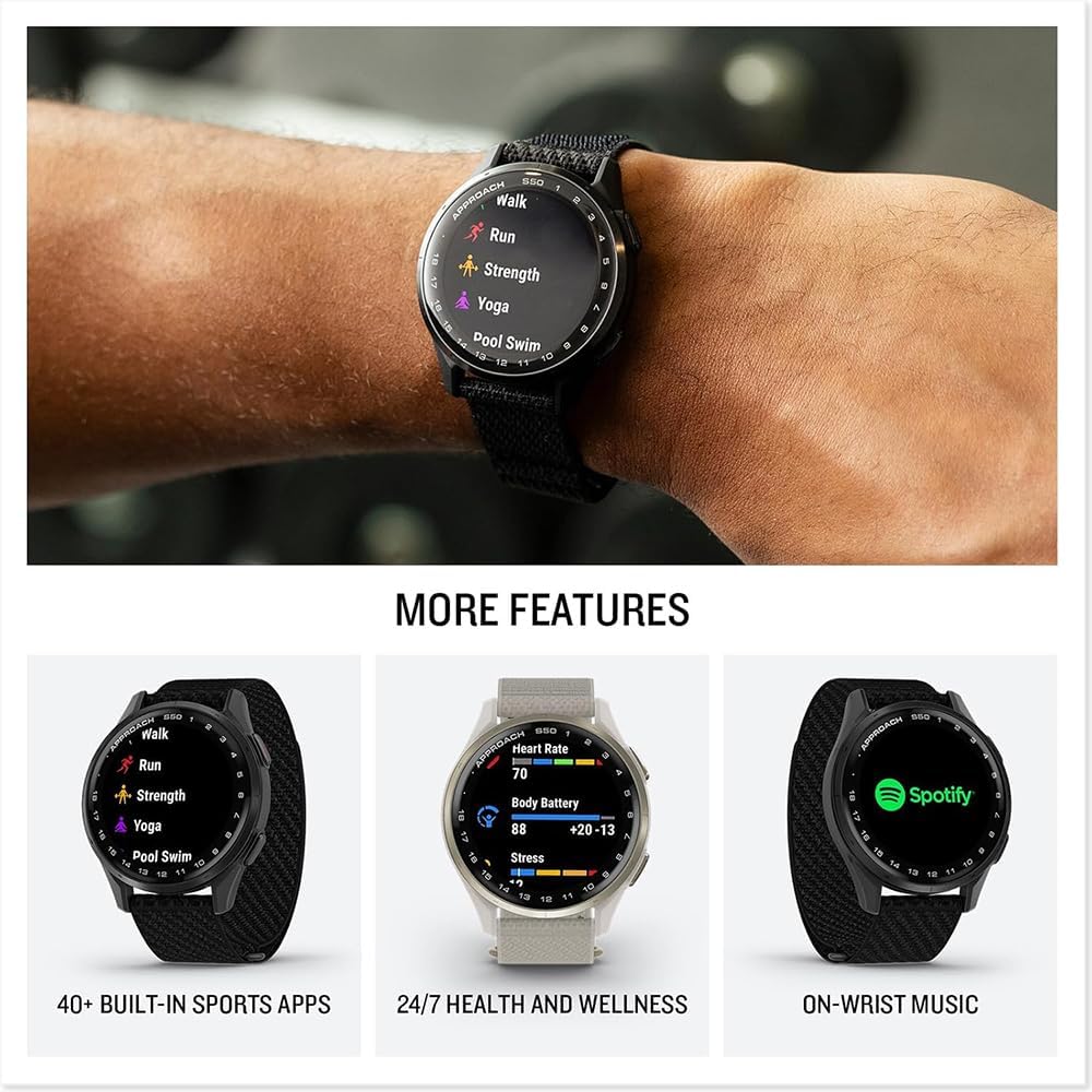 Garmin 010-03010-00 Approach S50, Advanced Golf GPS Smartwatch, AMOLED Display, On-Course Features Bundle with 3X Silicone Dust Cover, 2X 1.2 Screen Protector and 2 YR CPS Enhanced Protection Pack