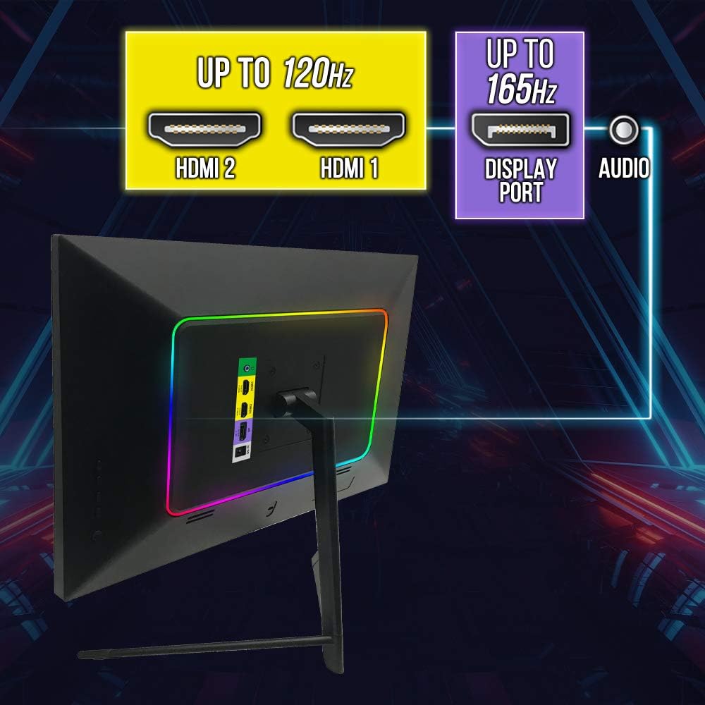 Sceptre IPS 24' LED Gaming Monitor 1ms HDMI DisplayPort up to 165Hz AMD FreeSync Premium Build-in Speakers, Edgeless Machine Black 2021 (E248B-FPN168)
