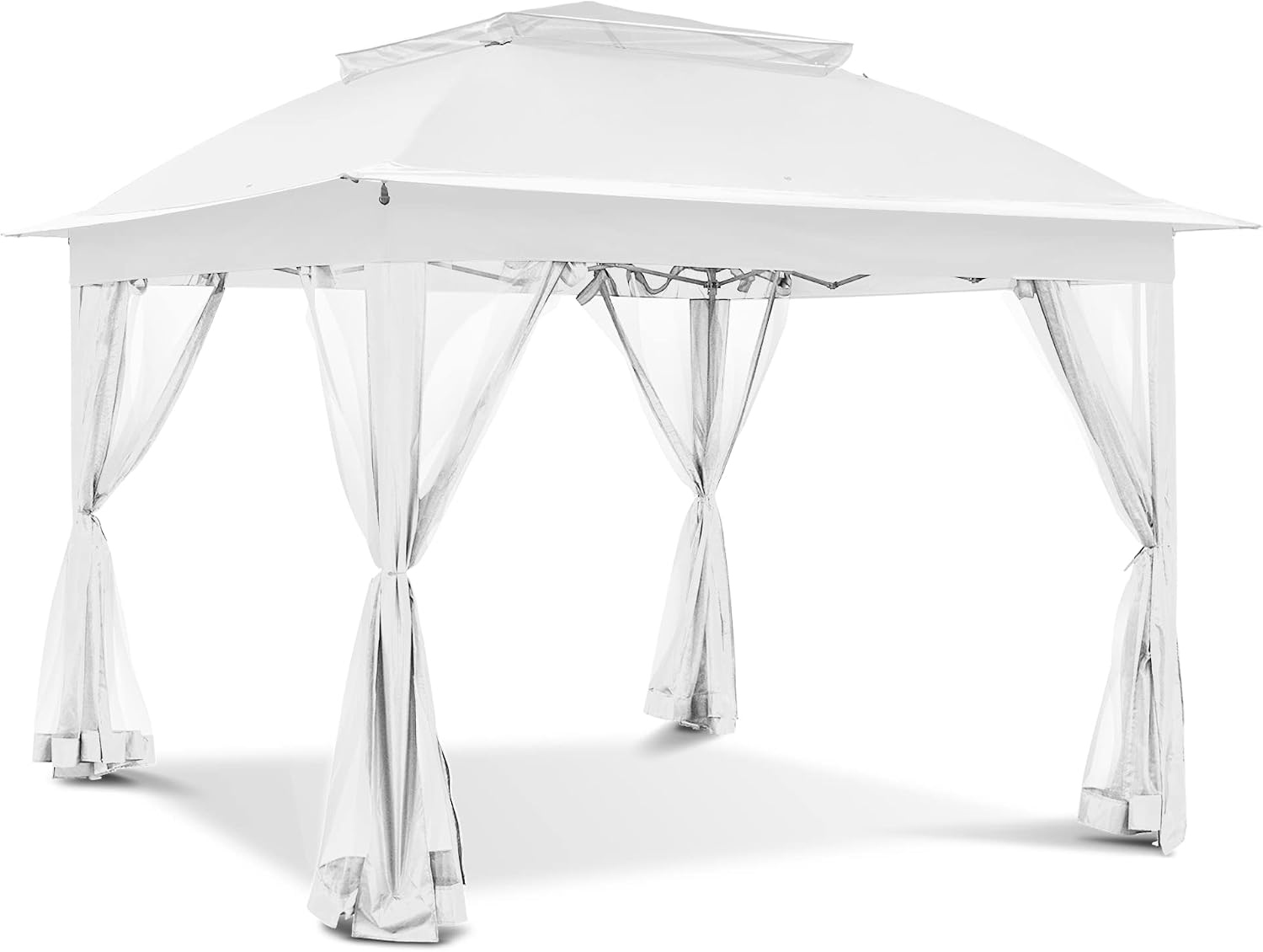 Joyside 11'x11' Pop Up Gazebo for Patios Gazebo Canopy Tent with Sidewalls Outdoor Gazebo with Mosquito Netting Pop Up Canopy Shelter Wedding Tent (White)
